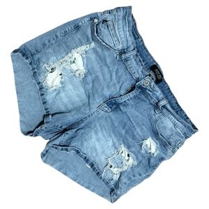 Judy Blue Distressed Denim Shorts Curvy Plus Size 1 Xtra Large casual high waist